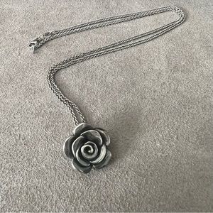 Rare Retired James Avery Sterling Rose Blossom Pendant Necklace